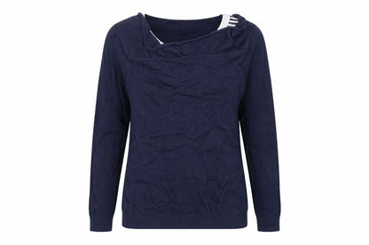 Front view of Soon women’s blue jumper, size UK 12