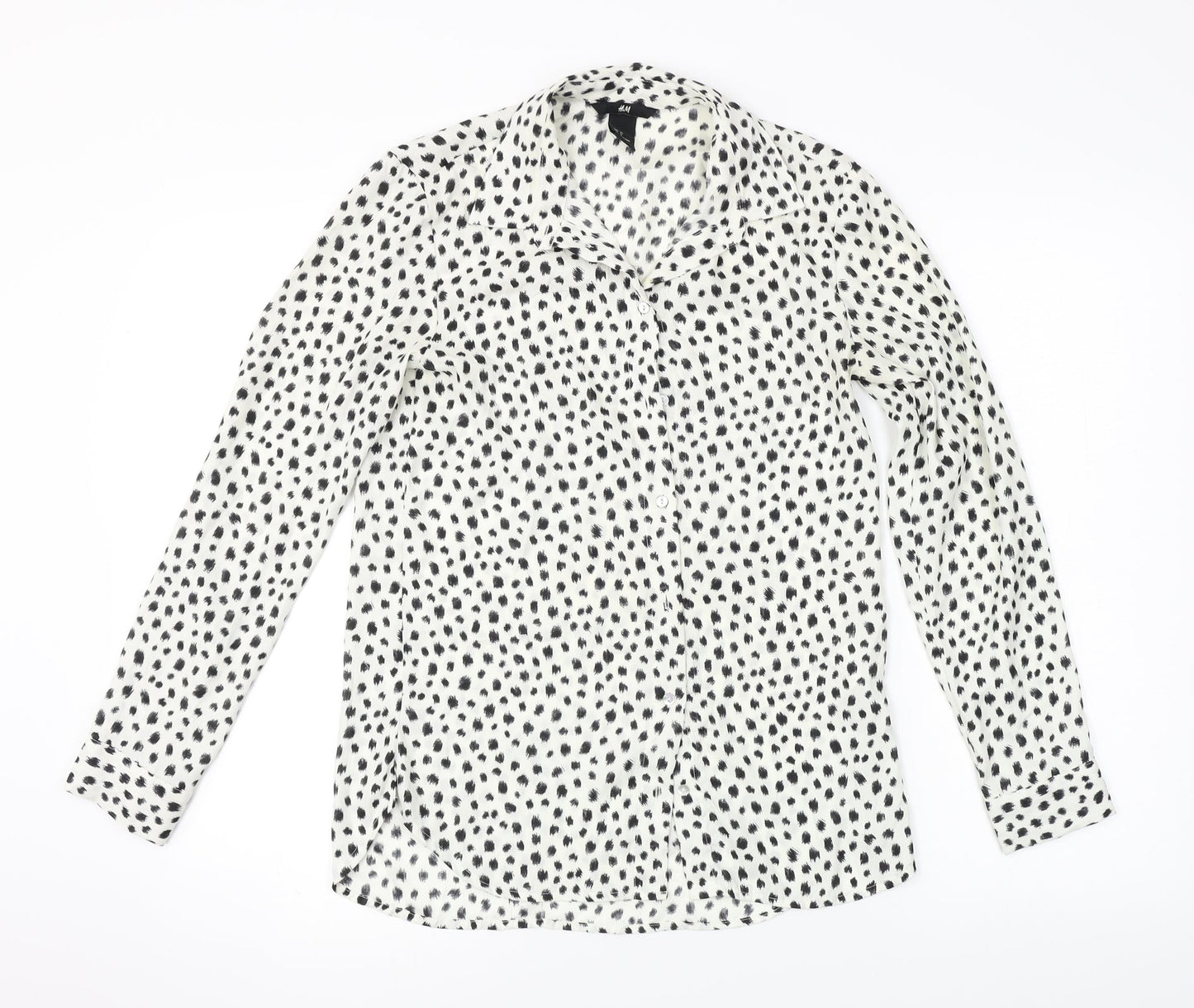 Womens UK Size 2 H&M White Basic Button-Up