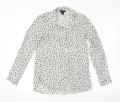Womens UK Size 2 H&M White Basic Button-Up