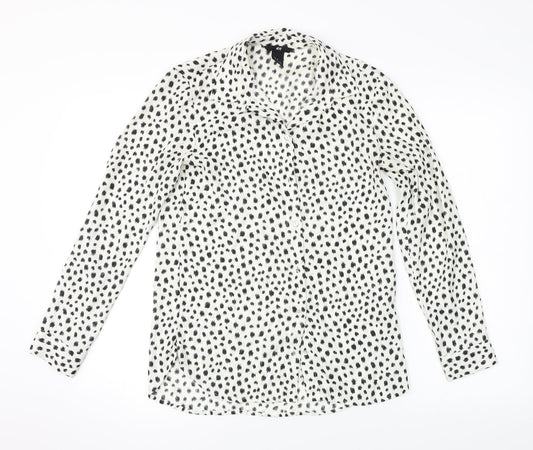 Womens UK Size 2 H&M White Basic Button-Up