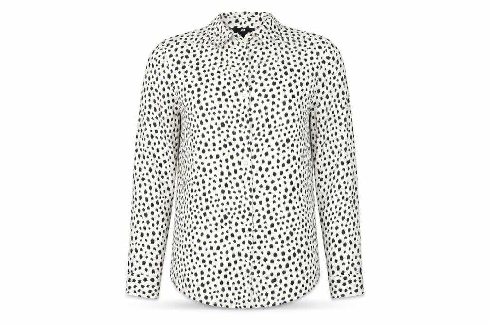 Womens UK Size 2 H&M White Basic Button-Up