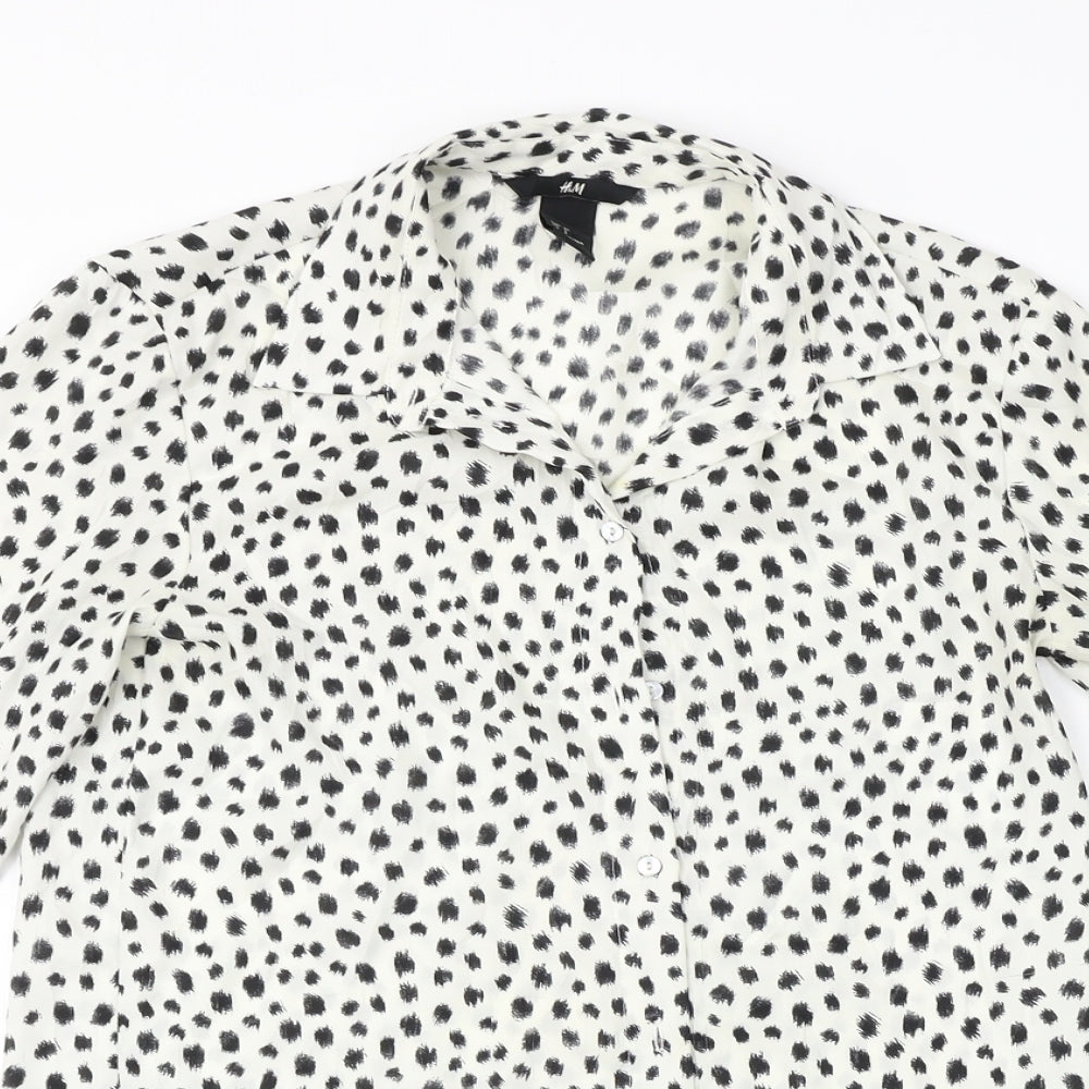 Womens UK Size 2 H&M White Basic Button-Up