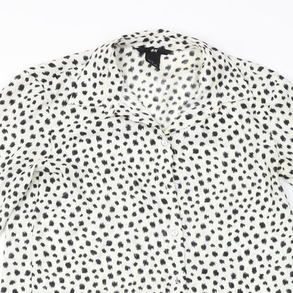 Womens UK Size 2 H&M White Basic Button-Up
