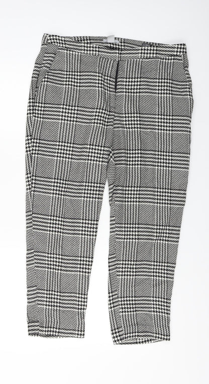 H&M  Womens Grey Check  Trousers  Size 10 L24 in