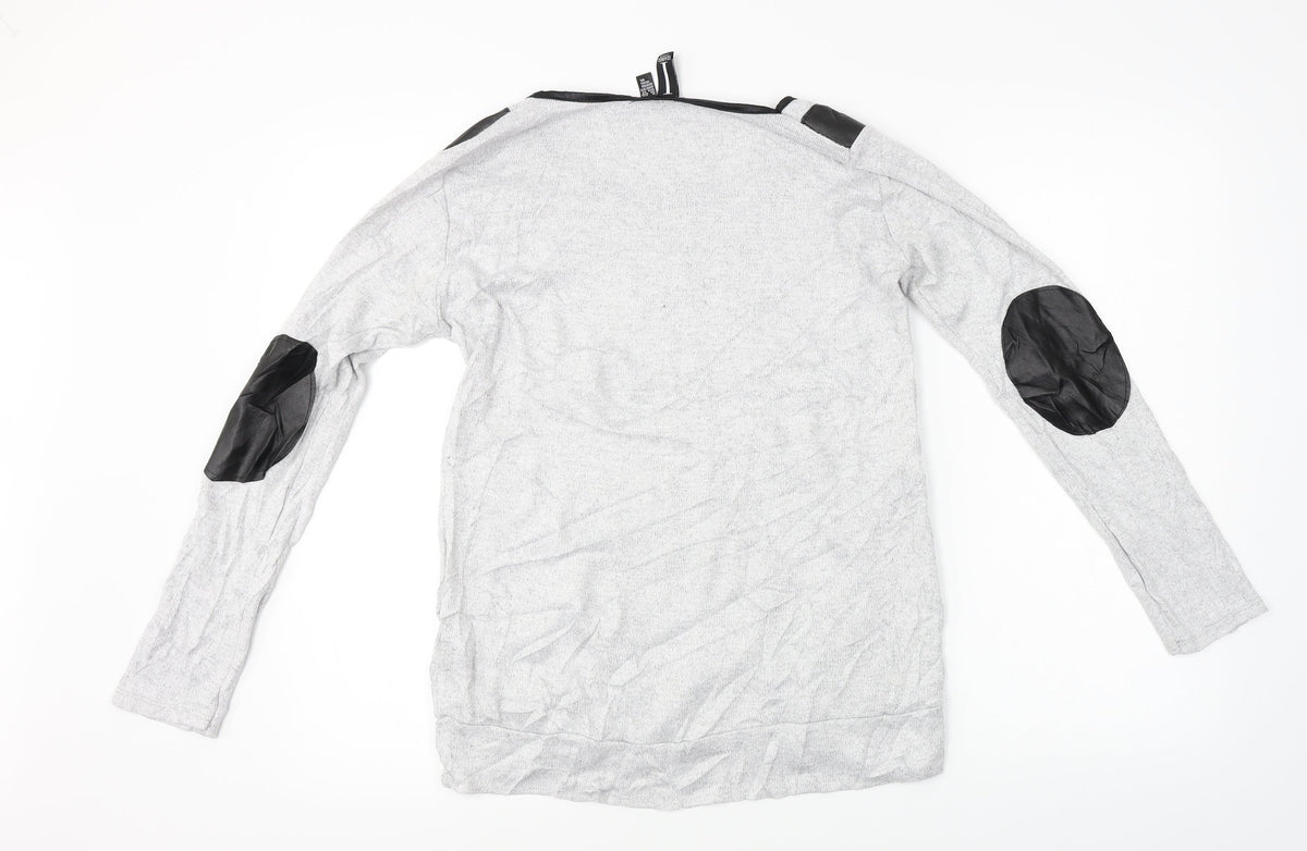 Back view of IZABEL women’s grey jumper, size UK 10