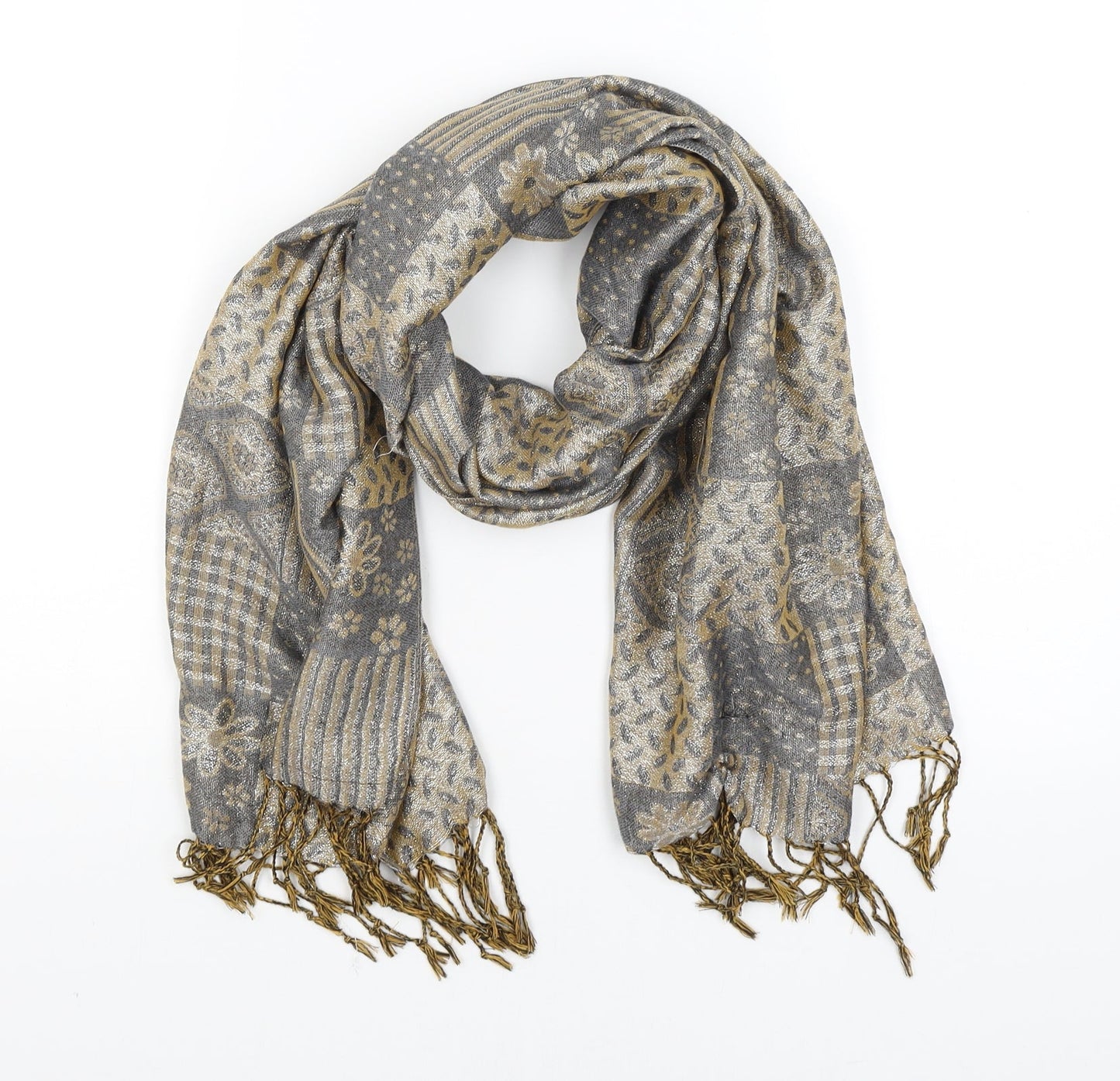 Preworn Womens Gold Floral   Scarf
