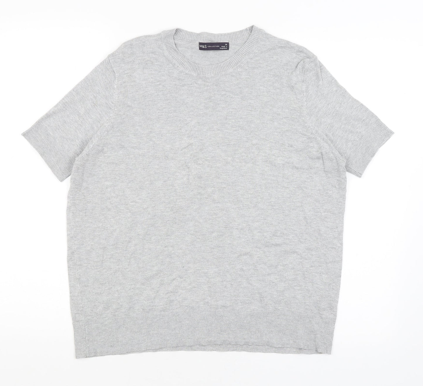 M&S Womens Grey   Basic T-Shirt Size 14