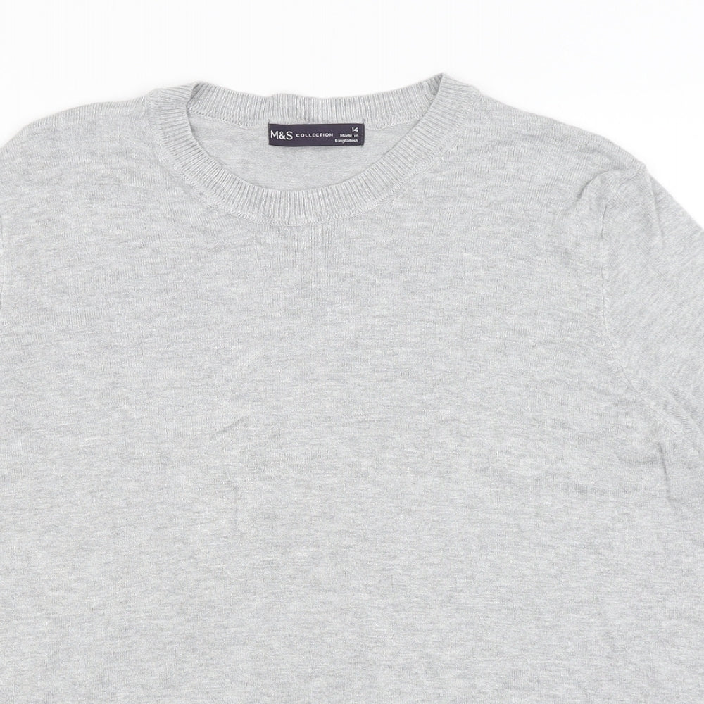 M&S Womens Grey   Basic T-Shirt Size 14
