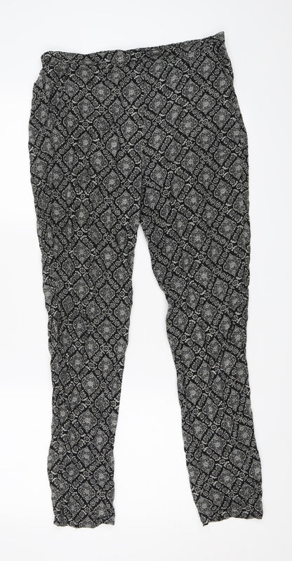 Autonomy Womens Black Geometric  Harem Trousers Size 12 L27 in