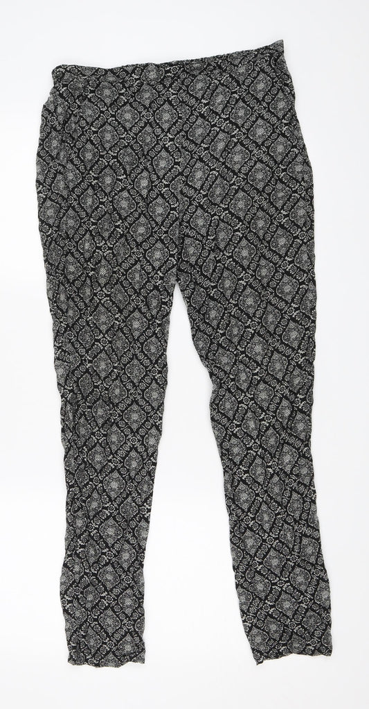 Autonomy Womens Black Geometric  Harem Trousers Size 12 L27 in