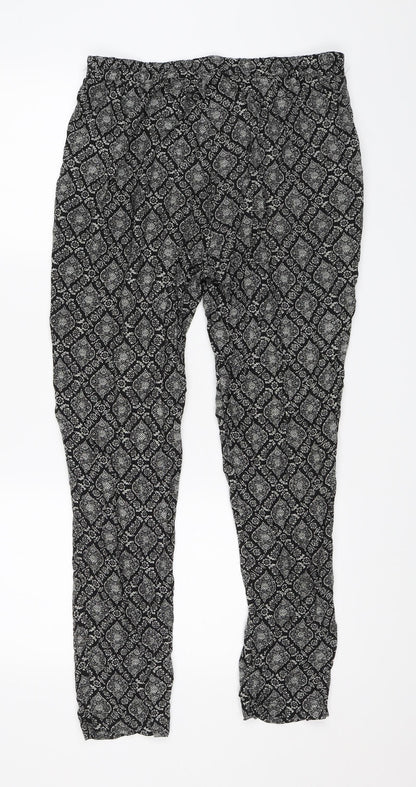 Autonomy Womens Black Geometric  Harem Trousers Size 12 L27 in