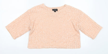 Womens UK Size 8 Topshop Pink Cropped Blouse