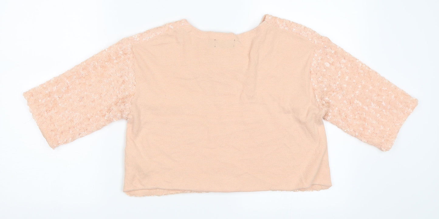 Womens UK Size 8 Topshop Pink Cropped Blouse