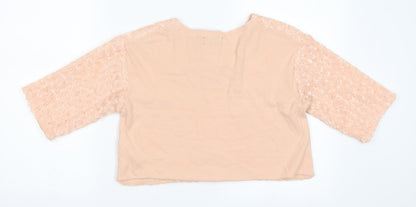 Womens UK Size 8 Topshop Pink Cropped Blouse