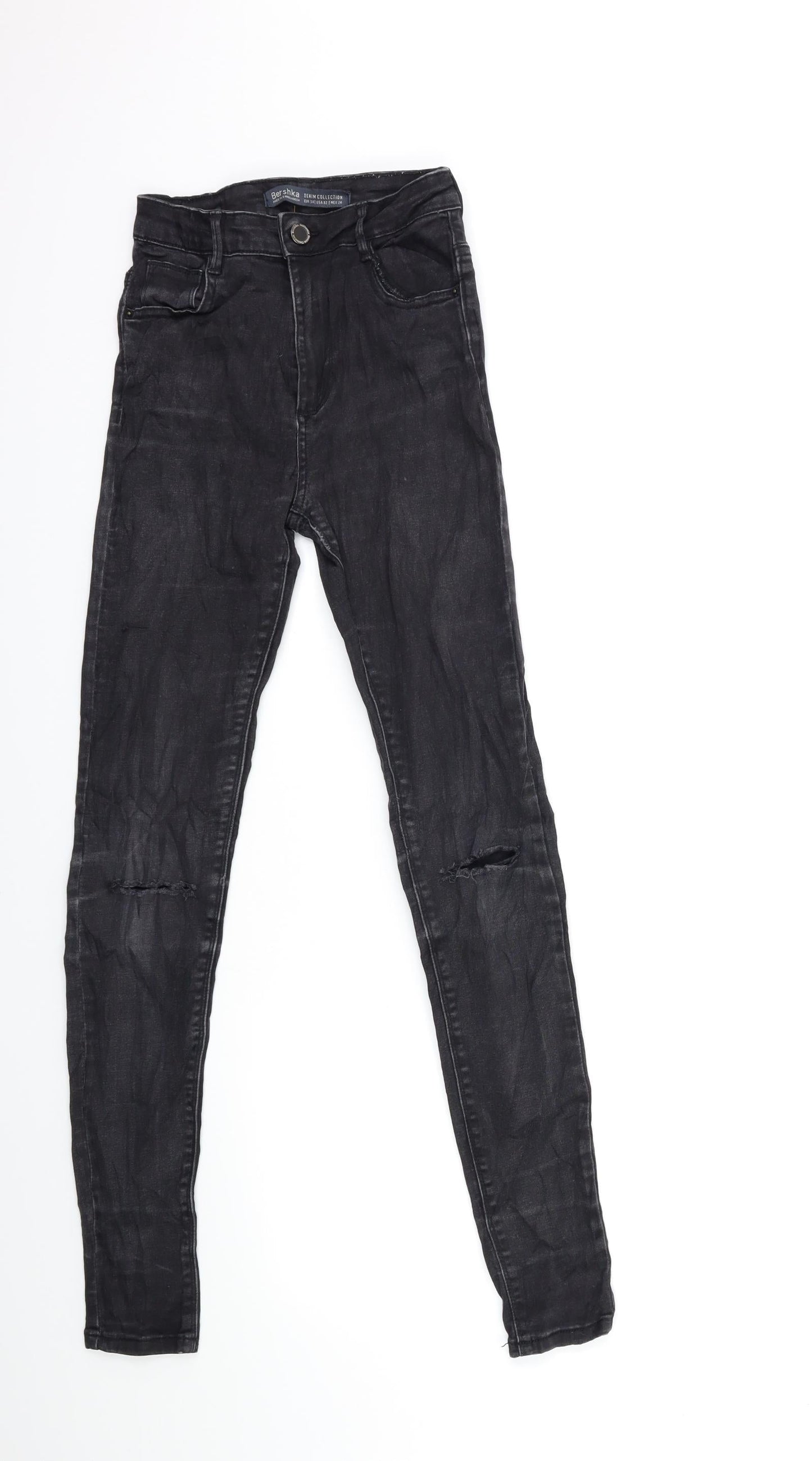 Bershka Womens Grey  Denim Skinny Jeans Size 6 L28 in