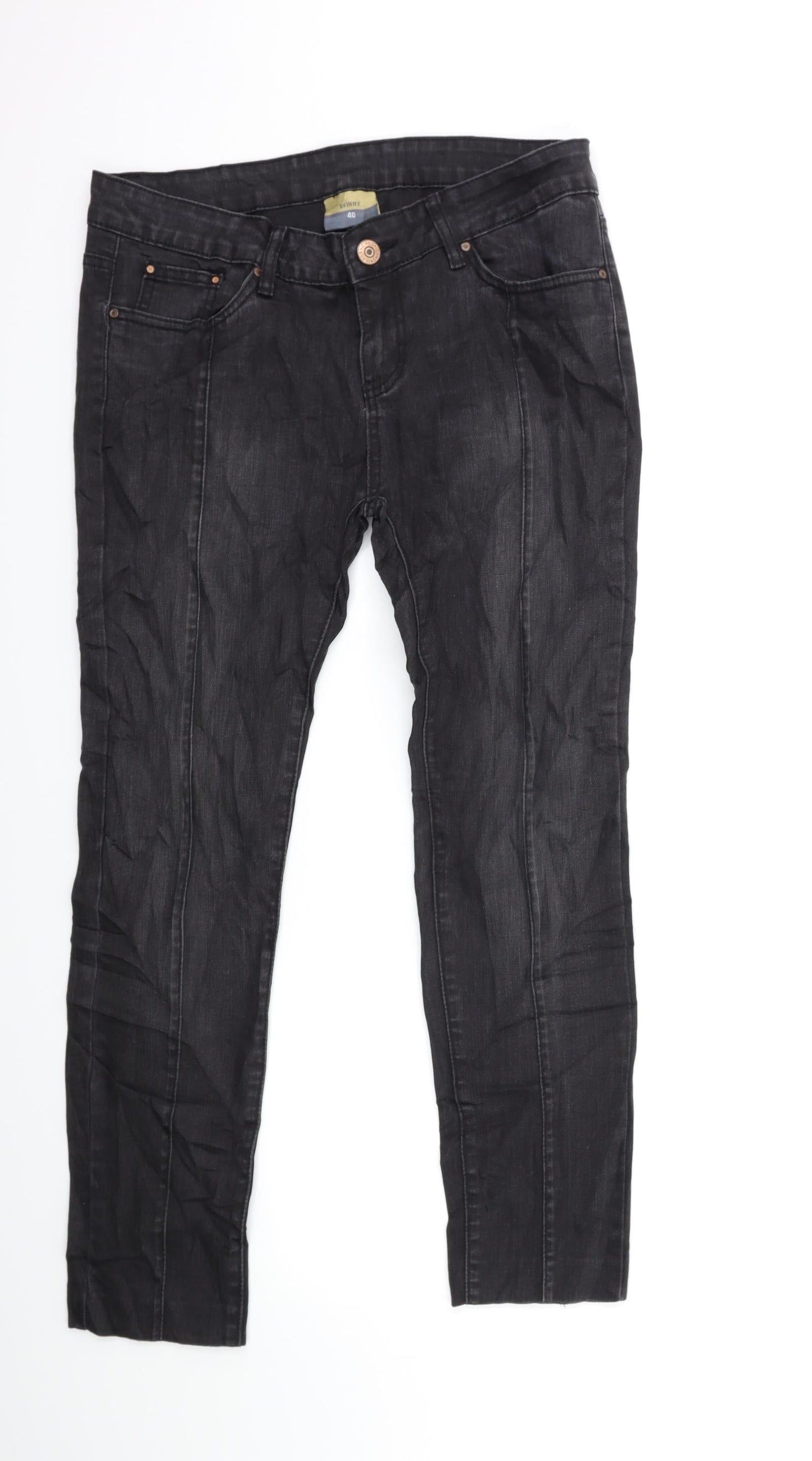 Womens UK Size 12 Preworn Regular Fit Skinny Black Jeans