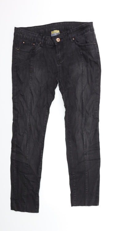Womens UK Size 12 Preworn Regular Fit Skinny Black Jeans