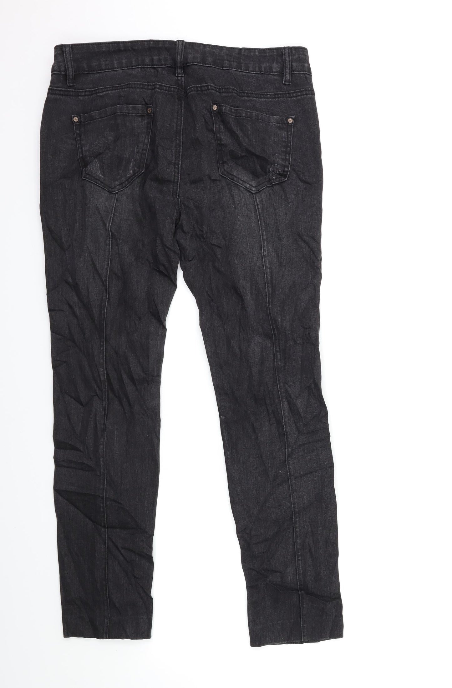 Womens UK Size 12 Preworn Regular Fit Skinny Black Jeans