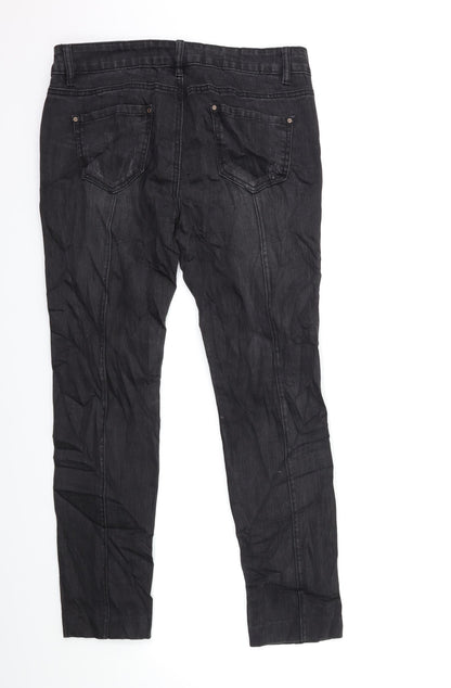 Womens UK Size 12 Preworn Regular Fit Skinny Black Jeans