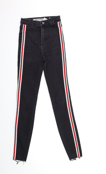 Zara Womens Black Striped Denim Skinny Jeans Size 6 L27 in