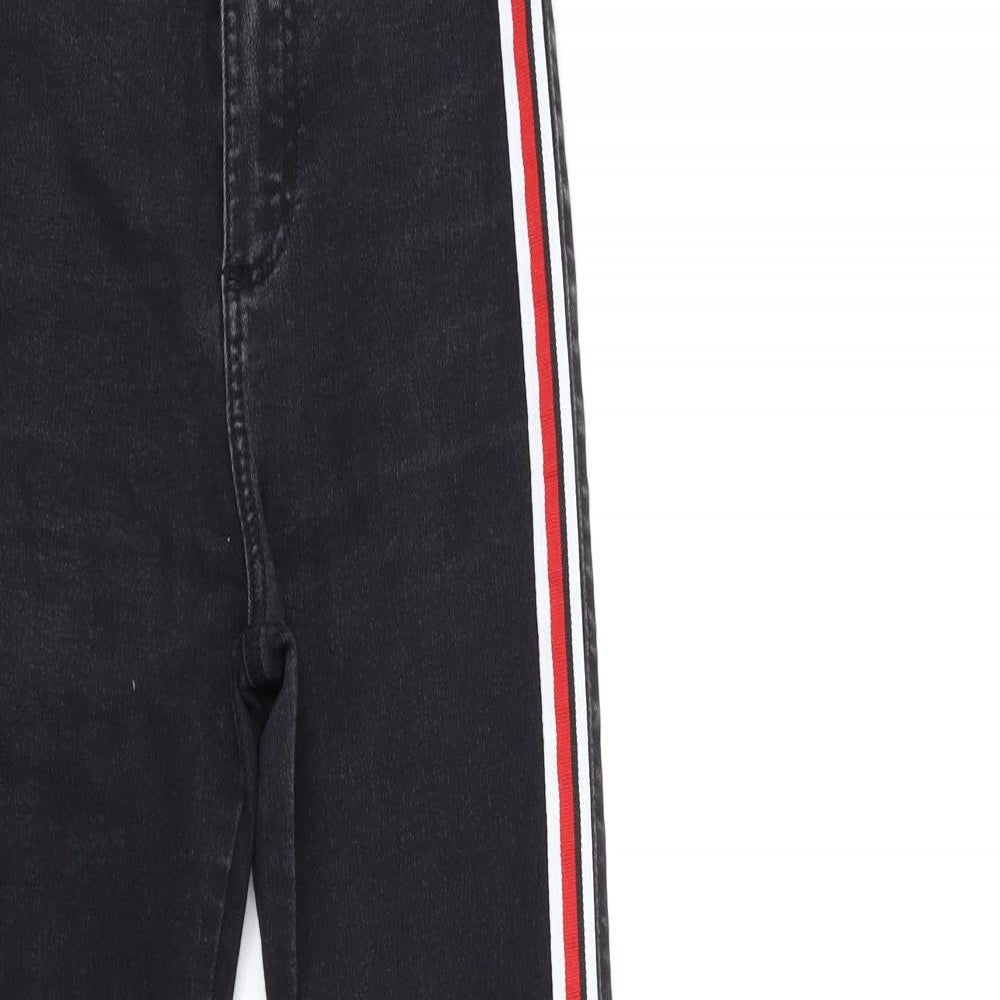 Zara Womens Black Striped Denim Skinny Jeans Size 6 L27 in