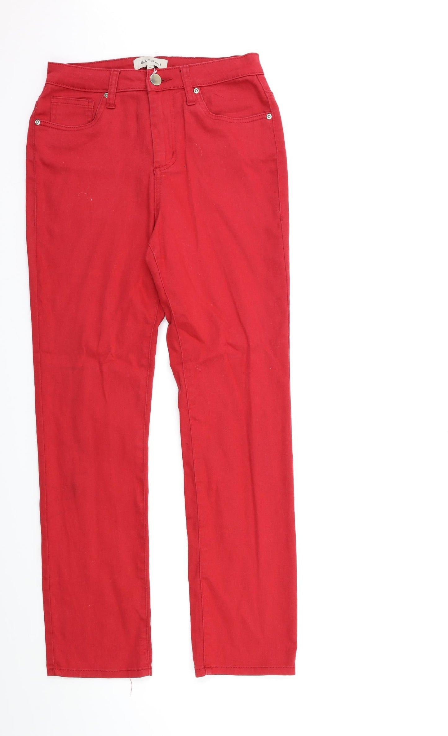 BASSINI Womens Red  Denim Skinny Jeans Size 8 L26 in