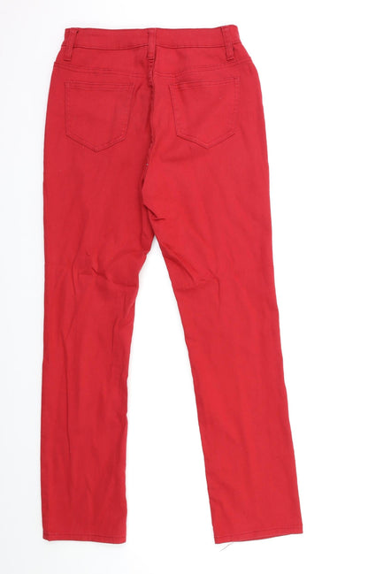 BASSINI Womens Red  Denim Skinny Jeans Size 8 L26 in