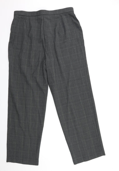 JM Collection Womens Grey Check  Trousers  Size 14 L30 in