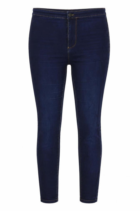 Front view of Denim & Co. women’s blue denim jegging jeans, size UK 10, 30-inch leg