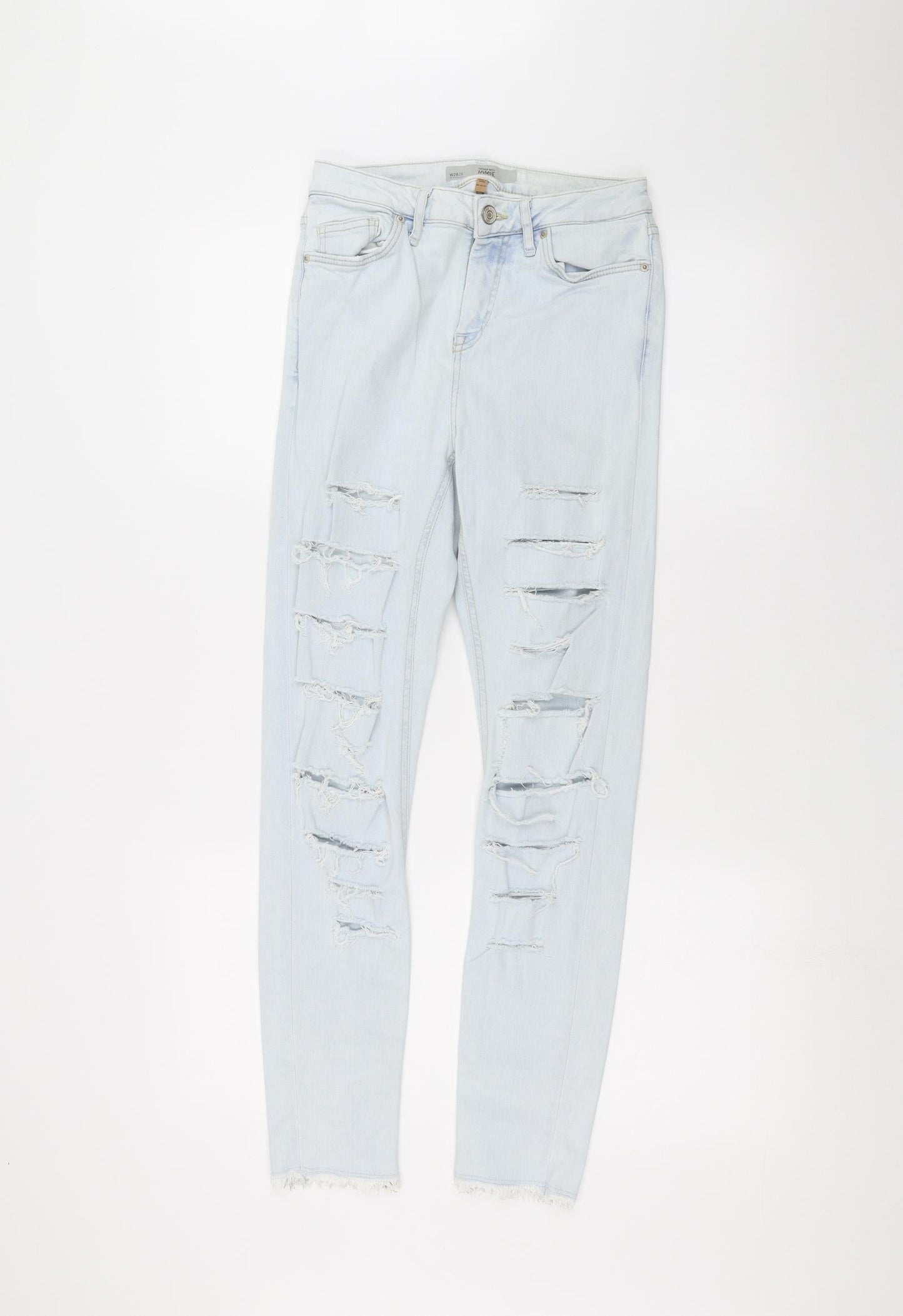 Topshop Womens Blue  Denim Straight Jeans Size 28 L26 in