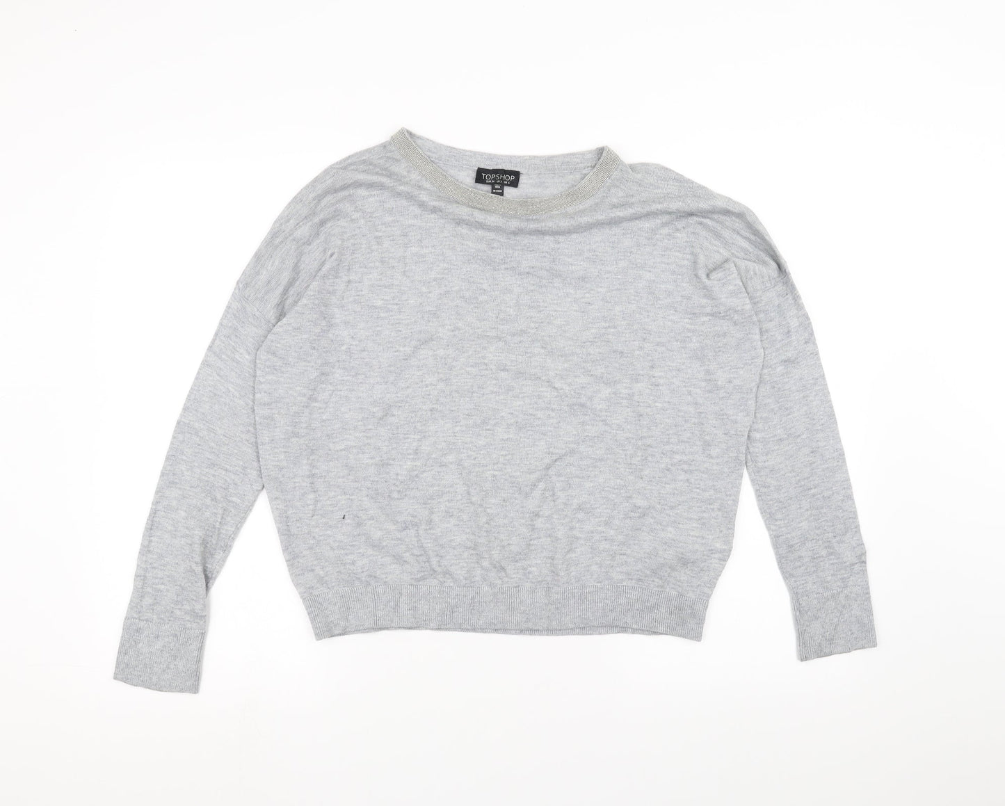 Womens UK Size 6 Topshop Grey Basic T-Shirt