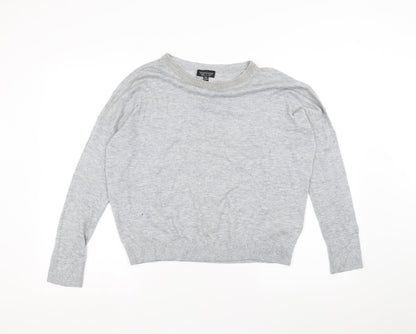 Womens UK Size 6 Topshop Grey Basic T-Shirt