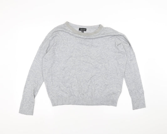 Womens UK Size 6 Topshop Grey Basic T-Shirt