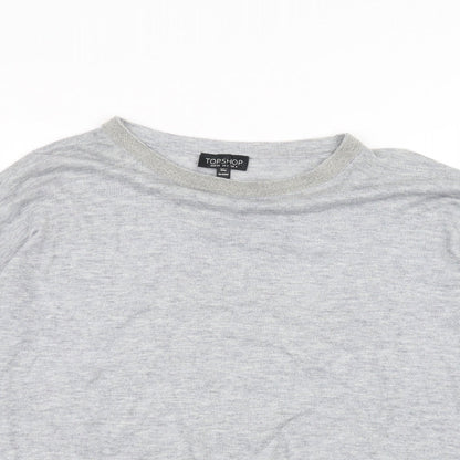 Womens UK Size 6 Topshop Grey Basic T-Shirt