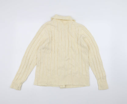 Preworn Womens White  Knit Jacket Coatigan Size 10