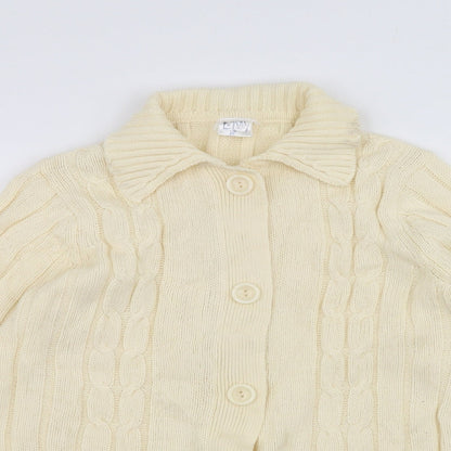 Preworn Womens White  Knit Jacket Coatigan Size 10