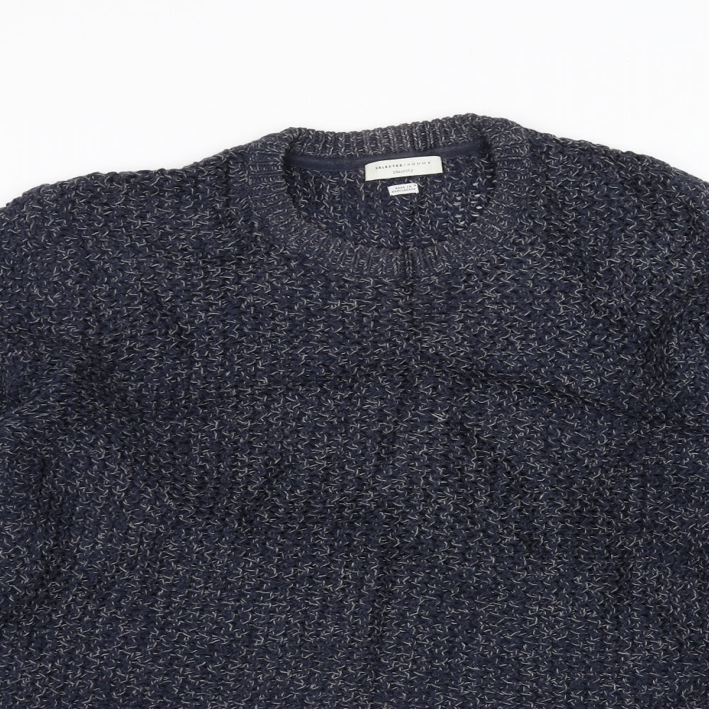 Selected Mens Blue  Knit Pullover Jumper Size M