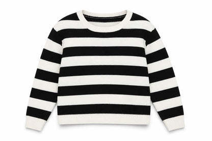 H&M Womens White Striped  Pullover Jumper Size M
