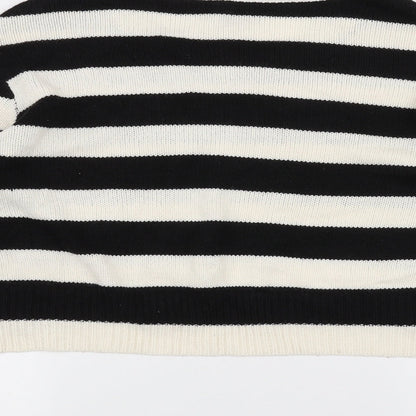 H&M Womens White Striped  Pullover Jumper Size M