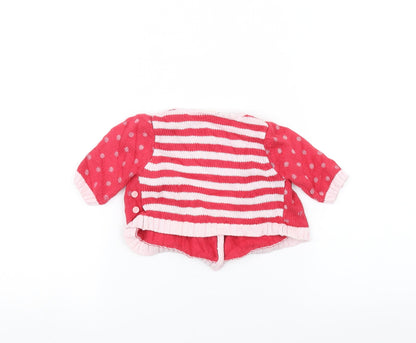 MINIMODE Baby Red Striped  Cardigan Jumper Size 0-3 Months