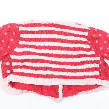 MINIMODE Baby Red Striped  Cardigan Jumper Size 0-3 Months