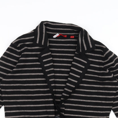 Red Womens Black Striped  Cardigan Jumper Size M