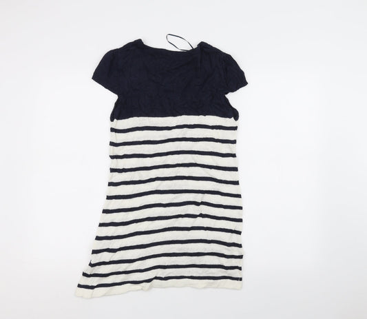 TU Womens White Striped  Basic T-Shirt Size 10