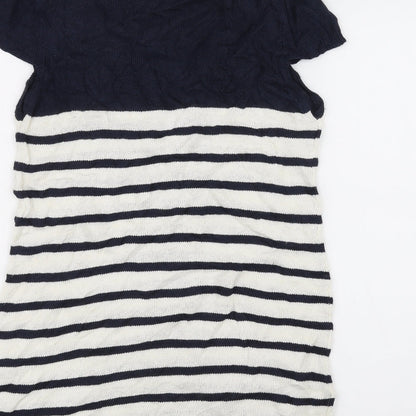 TU Womens White Striped  Basic T-Shirt Size 10