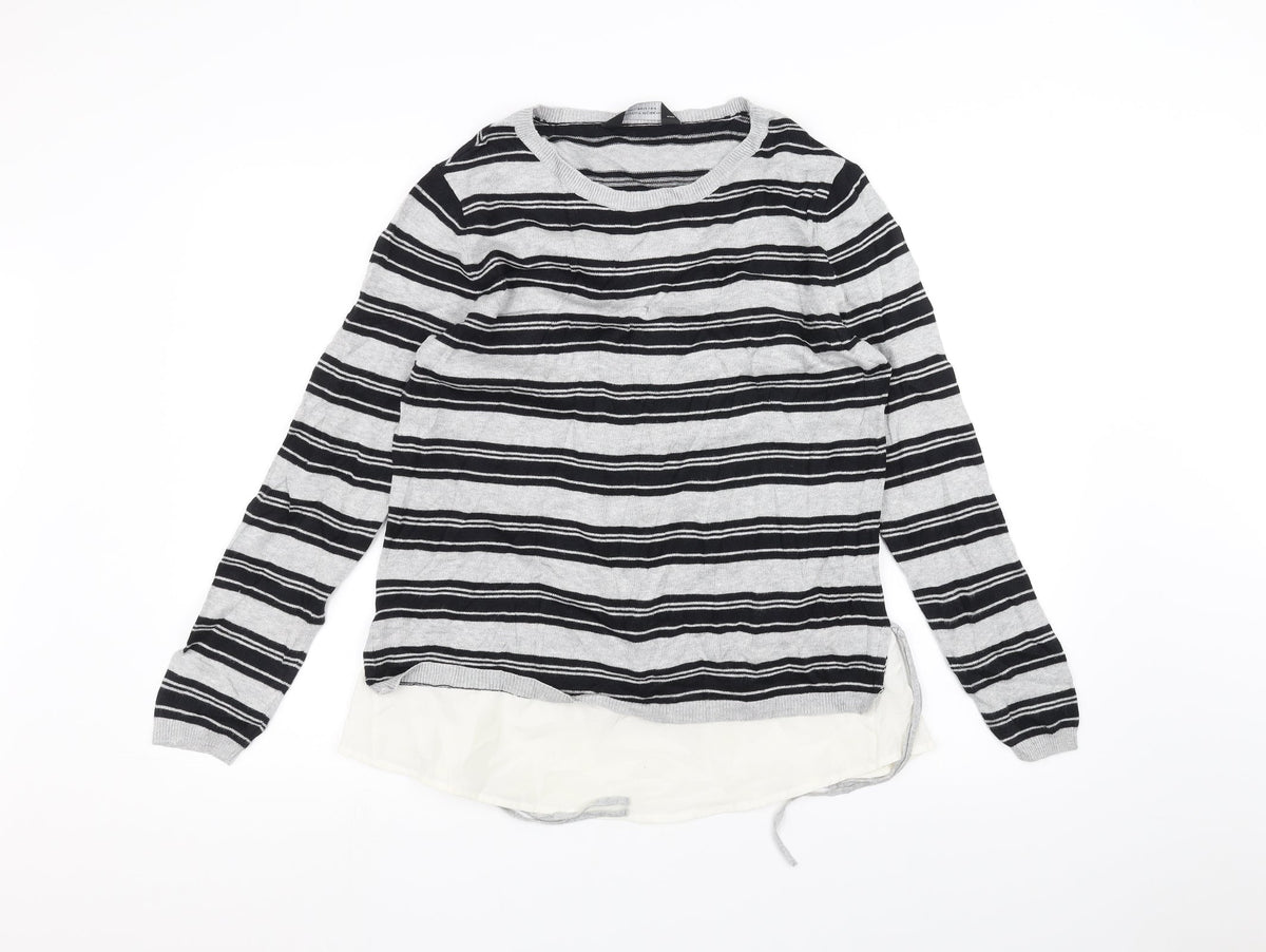 Dorothy Perkins Womens Grey Striped  Pullover Jumper Size 14