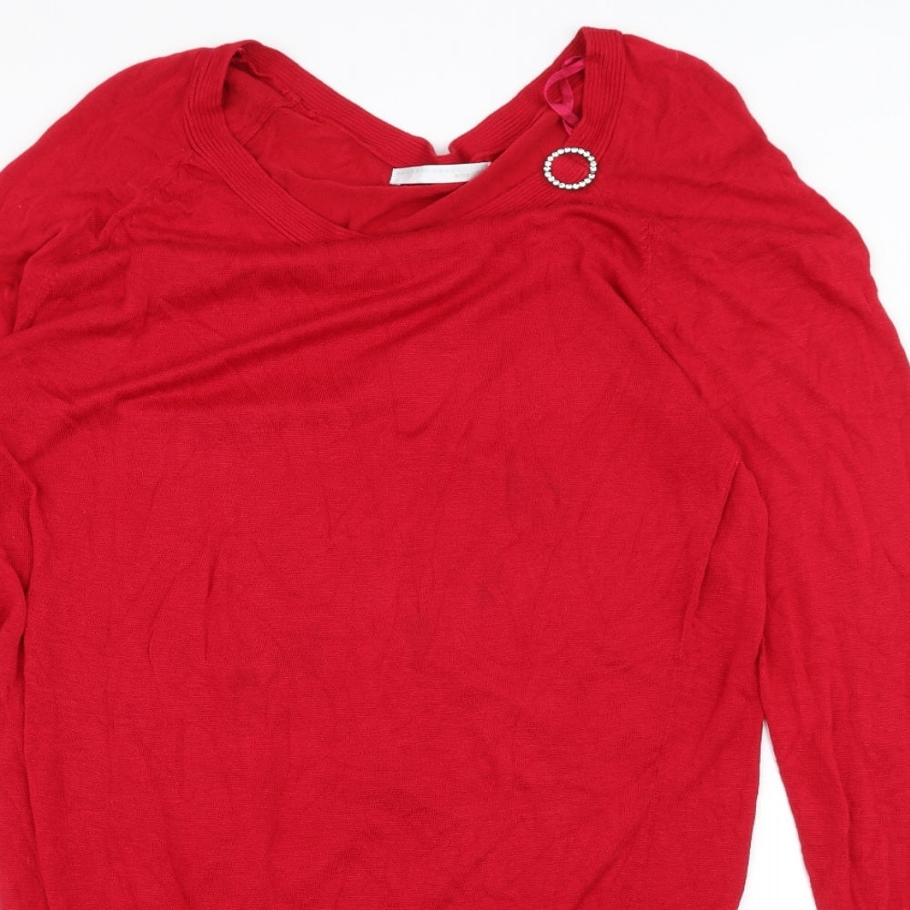 ameranto Womens Red   Basic T-Shirt Size 12