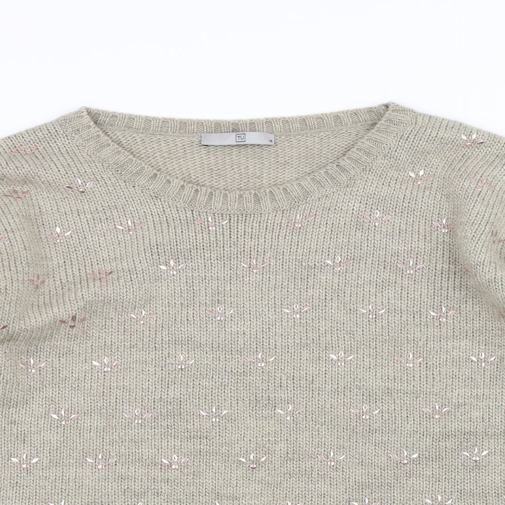 TU Womens White  Knit Pullover Jumper Size 16