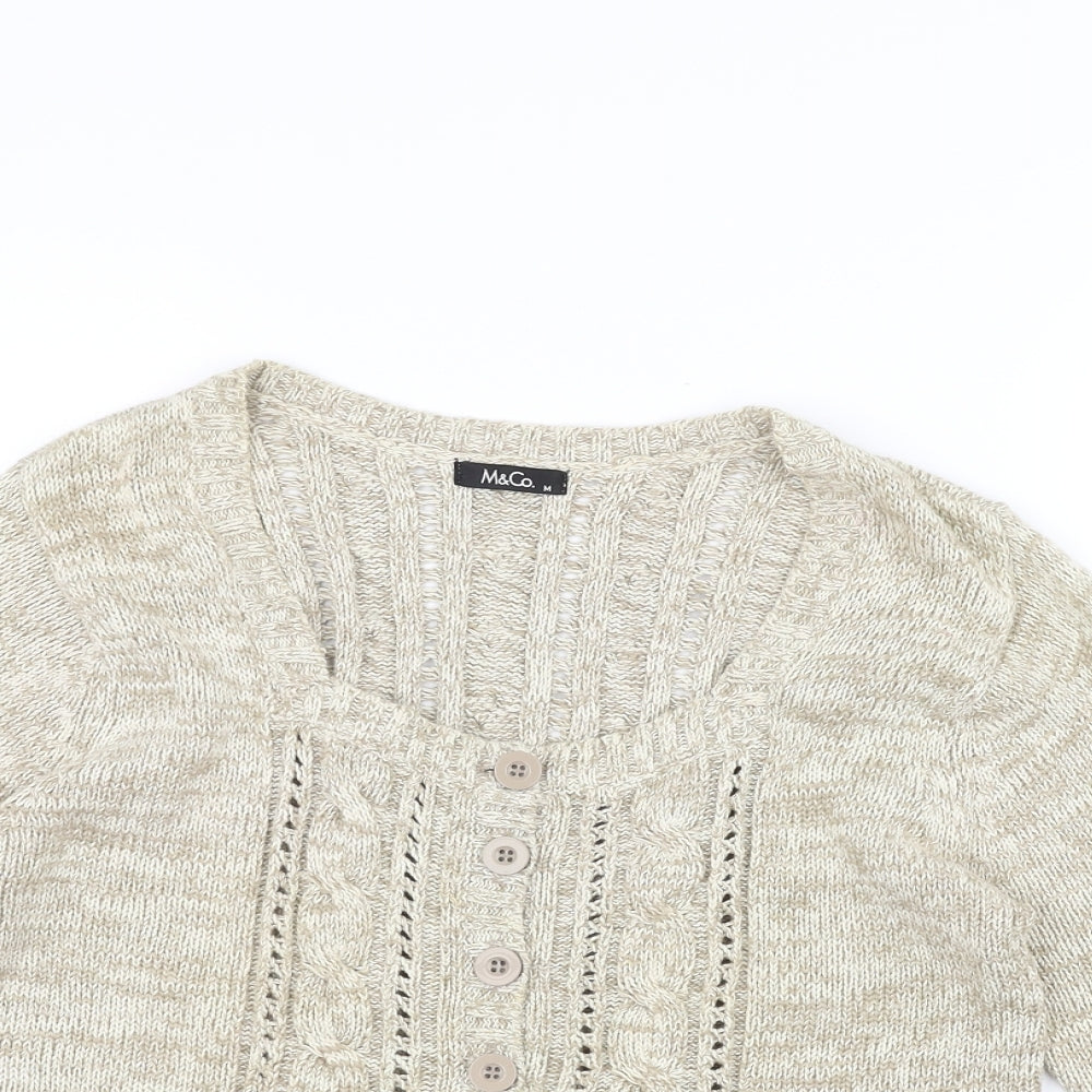 M&Co Womens White   Jacket Coatigan Size M