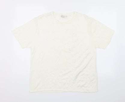 Bonmarché Womens White Floral  Basic T-Shirt Size L