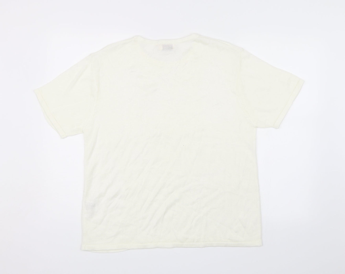 Bonmarché Womens White Floral  Basic T-Shirt Size L